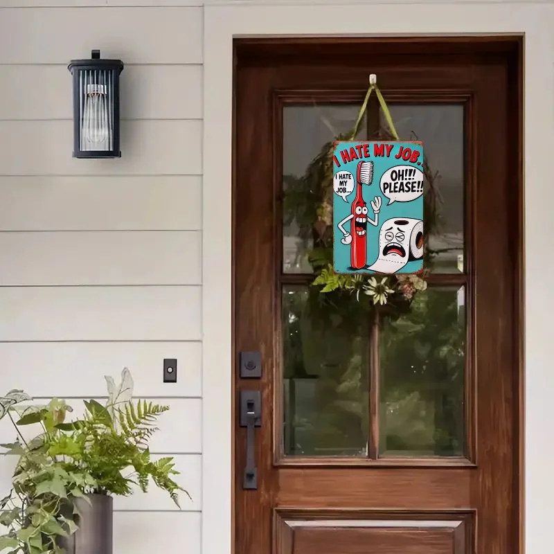 قطعة واحدة من لافتة القصدير المسطحة ثنائية الأبعاد "أنا أكره وظيفتي" - ديكور حمام مضحك مقاس 12 × 8 بوصة، هدية مثالية للمكتب والمقهى والمزيد، مسطح 2D #3