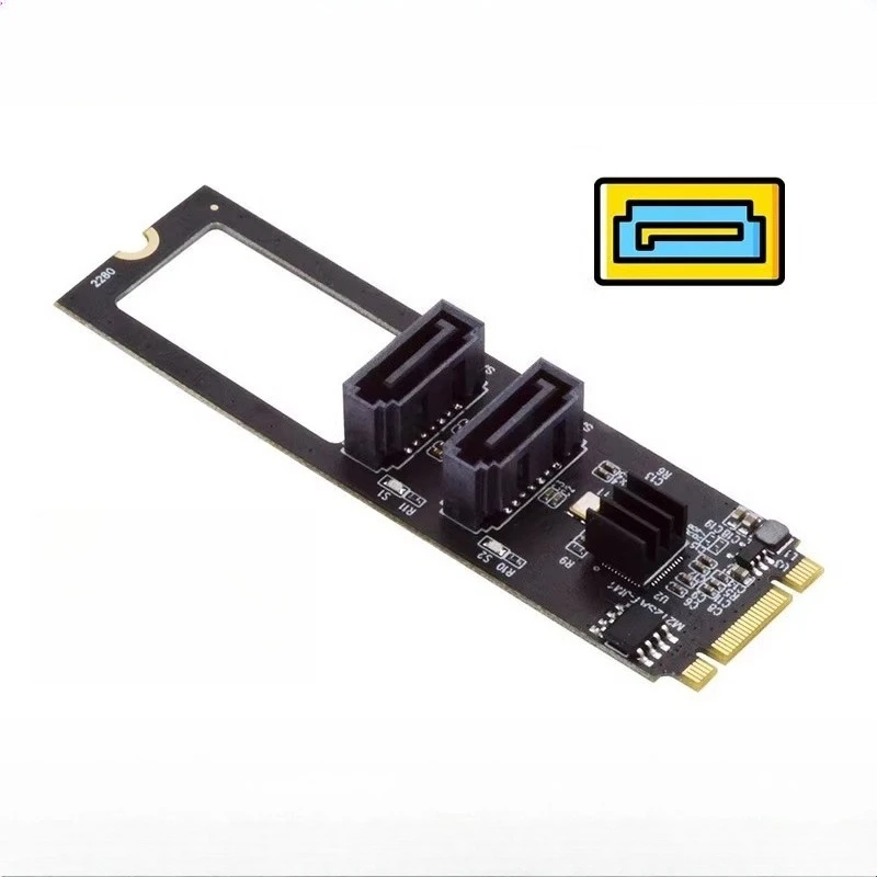 

NGFF M2 NVME PCI-E To Dual SATA Expansion To JMB582 Drive-free Hard Disk Adapter Card