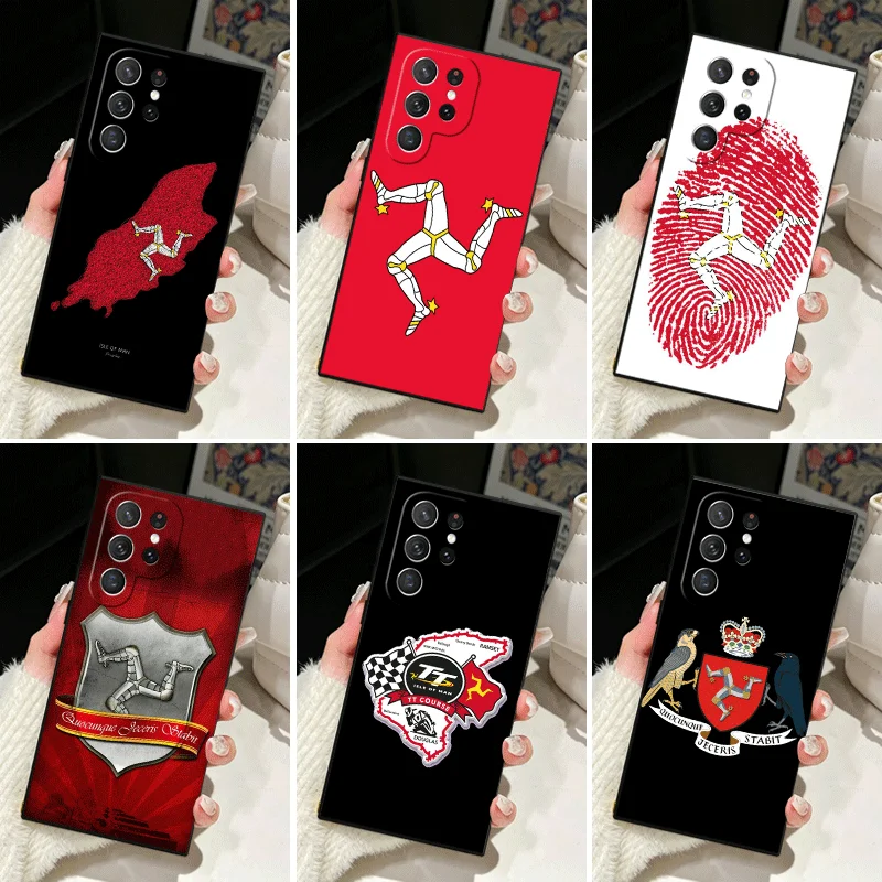 Soft Silicone Phone Case for Samsung Galaxy S25 S26 Ultra Isle of Man Coat of Arms Shell S24 FE S23 S22 Plus S21 S20 + Edge Cove