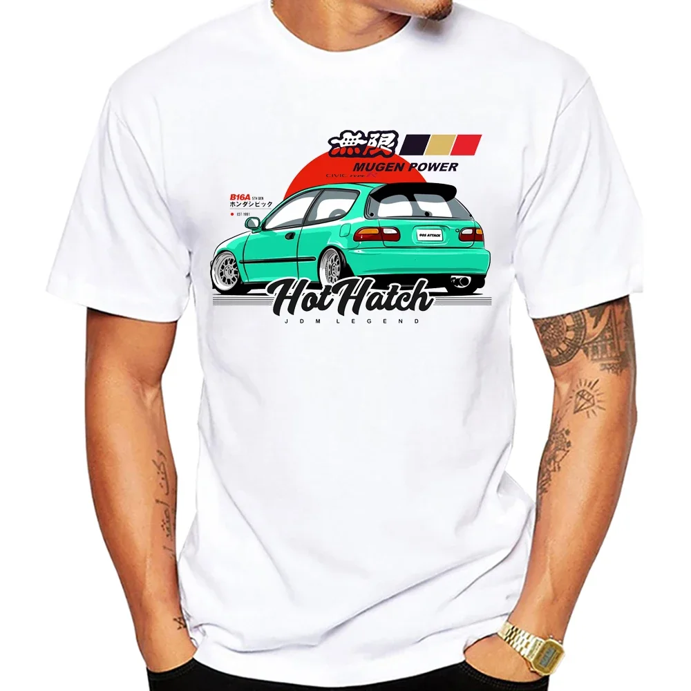 Civic Eg B16A 5TH GEN 1991 Car Legend T-Shirt Men Short Sleeve Vintage Hip Hop Boy Casual Tshirts Harajuku JDM Type R White Tees