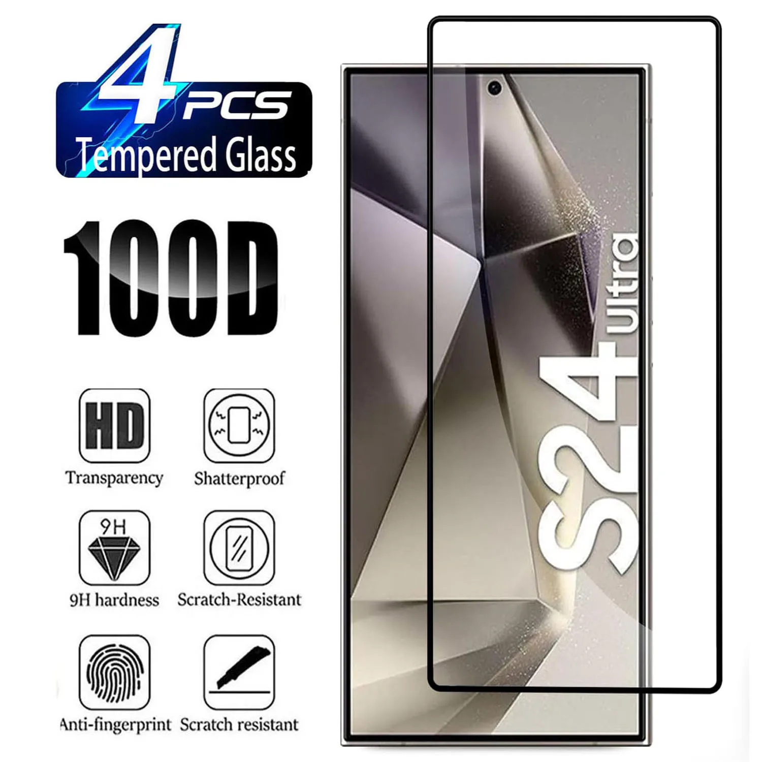 

2/4Pcs Black Tempered Glass For Samsung Galaxy S24/S25 + Ultra 5G HD Screen Protector