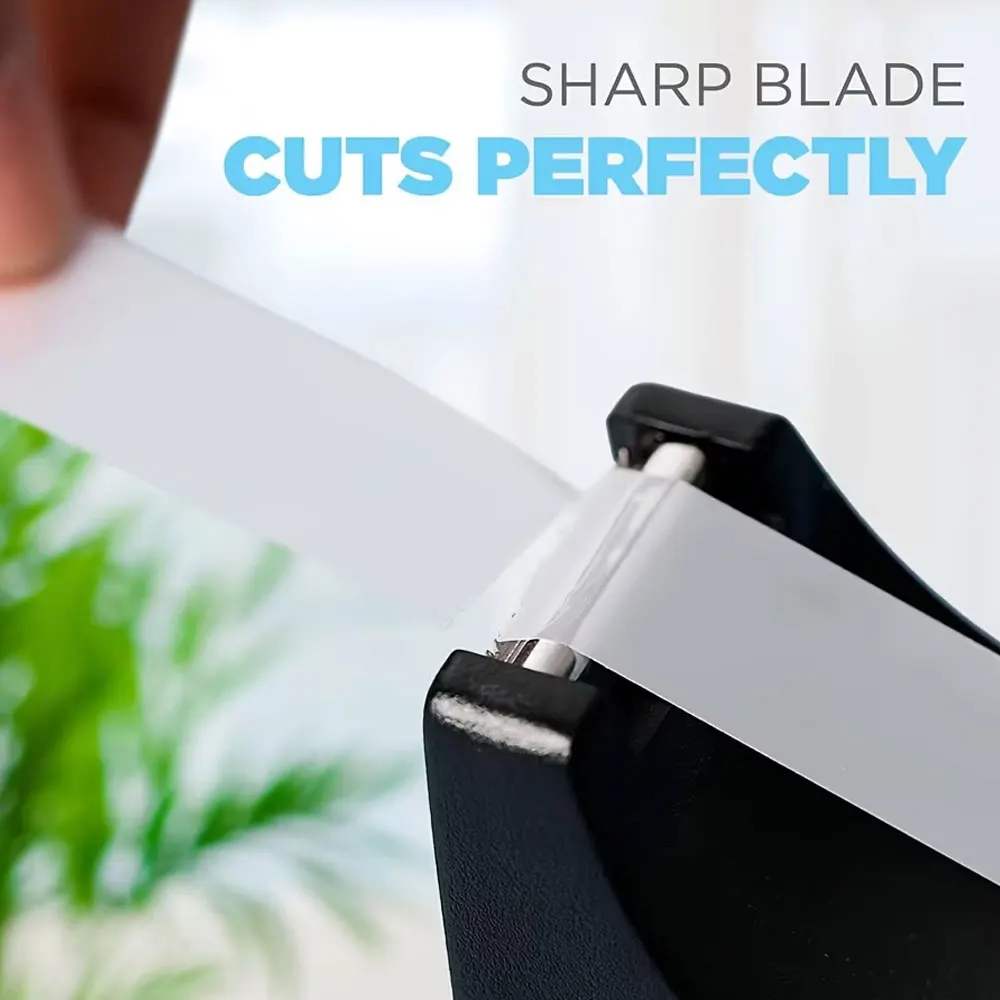 Black Desktop Tape Dispenser - Non-Slip Base - Weighted Tape Roll Dispenser - For Office Home School (Tape Not Included)