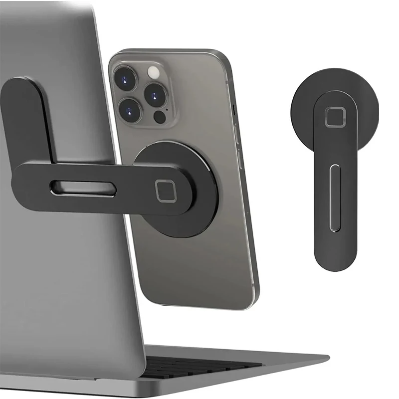 

Magnetic Laptop Phone Holder Computer Monitor Side Cell Phone Slim& Foldable For iPhone 14 13 12 Series Case and All Phone