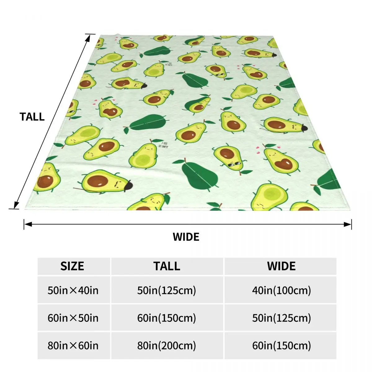 Cute Green Avocado Flannel Throw Blankets Avocados Lover Blankets for Home Outdoor Ultra-Soft Plush Thin Quilt