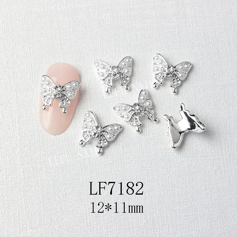 10Pcs Gold/Silber Multi-Designs Nail art Schmuck Charms Weiß/AB Kristall Strass 3D Schmetterling Geformt legierung Nagel Zubehör – Detail 23