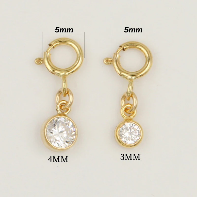 14K Gold Filled Spring Ring Clasps With Birth Stone CZ Pendant Wholesale Supplies for Bracelets Necklace Making Jewelry Findings view 5