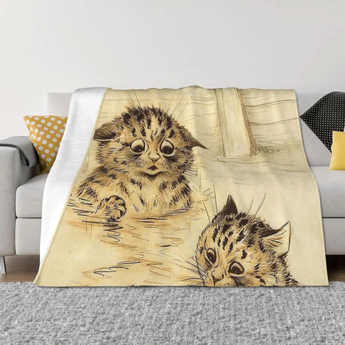 

louis wain Throw Blanket Vintage Beach For Decorative Sofa Furrys Blankets