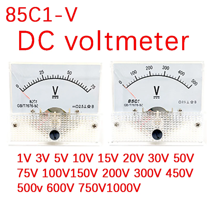 One stop shopping 85C1 85C1-V DC Analog Panel Voltmeter Ammeter Amp Volt Meter Gauge 1-500V/ V