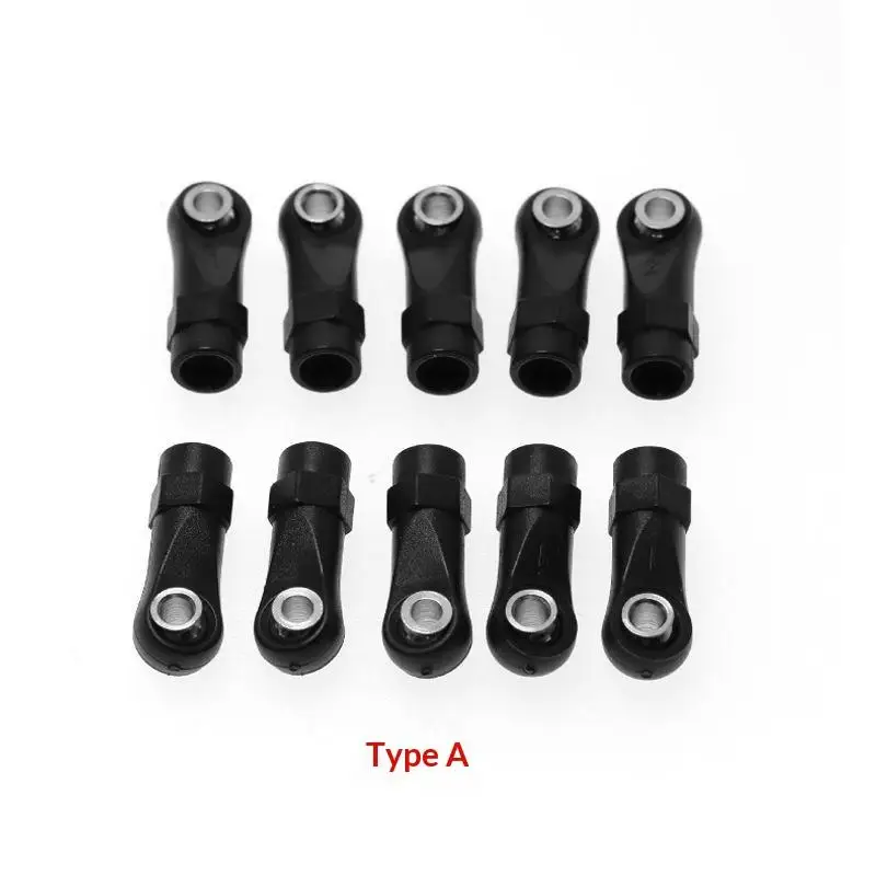 【BS】10Pcs M3 M4 Plastic Straight And Angled Rod Ends 7mm Pivot Ball For 1/10 RC Crawler Car SCX10 TRX4 D90 TF2 CC01 Parts
