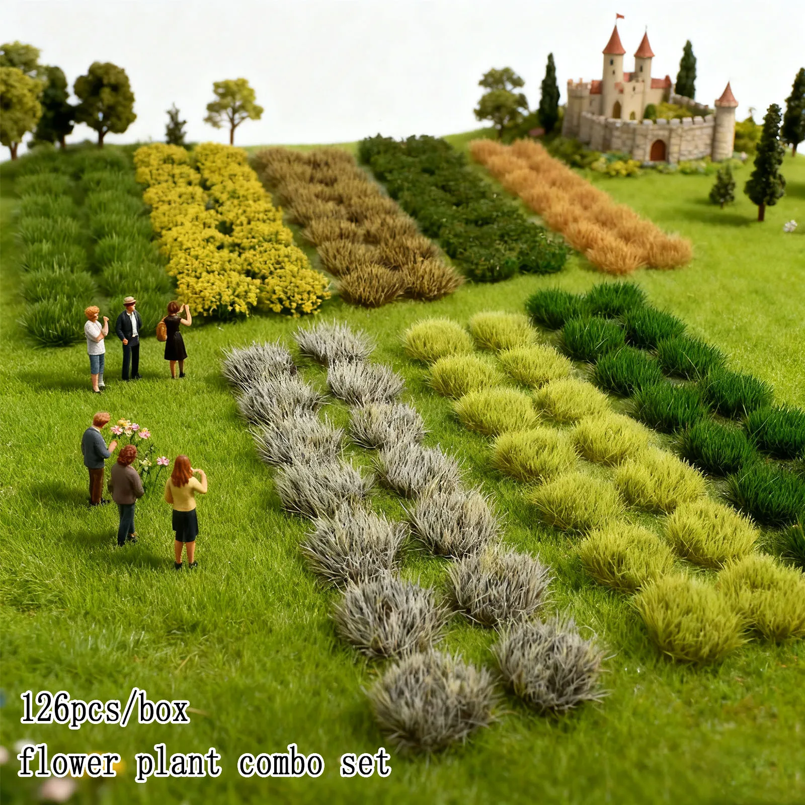 

126Pcs 0.5cm Model Grass & Flower Cluster Kits - War Game Sand Table Diorama Building Materials Accessories