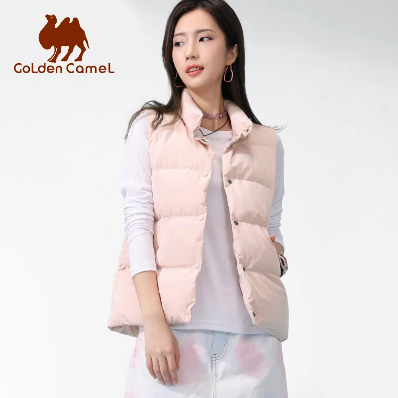 Golden Camel Winter Women\'s Golf Down Vest Light Portable Jacket Sports Warm Slim Versatile Windproof Jacket