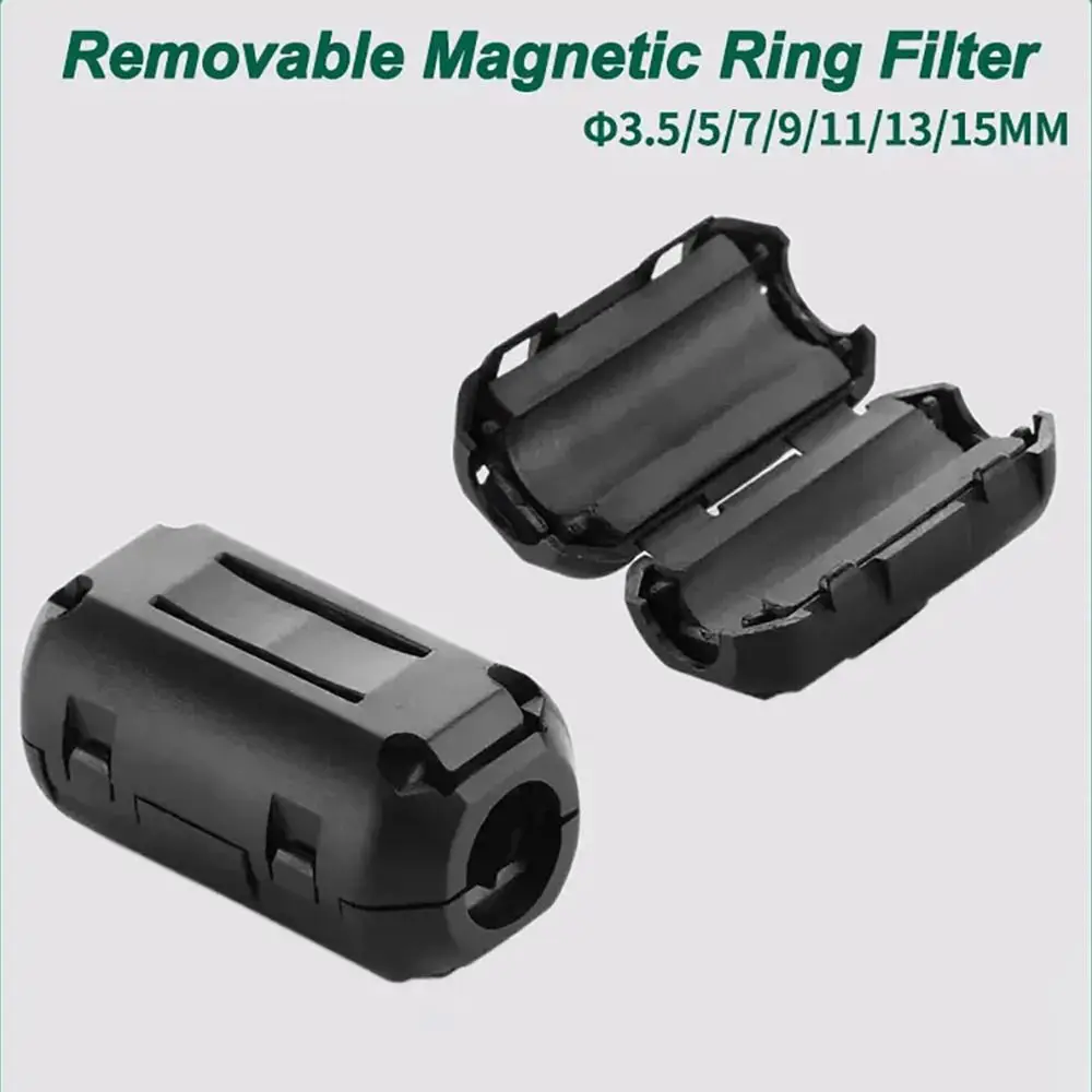 1Pcs EMI RFI Choke Clip Degaussing Filter Noise Suppressor Snap-on Anti-interference Magnetic Ring 3.5/5/7/9/13/15mm Removable