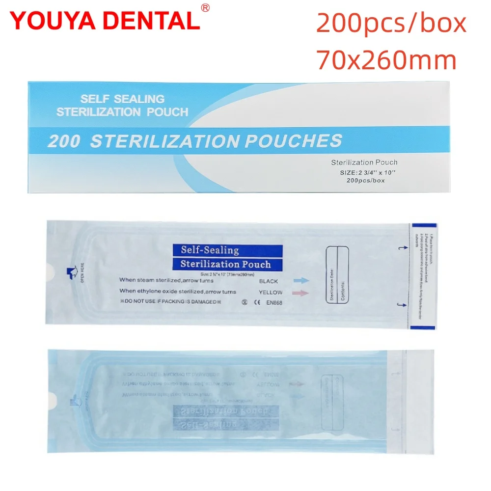 

200pcs/Box Dental Sterilization Bags 70x260mm Disposable Self-Sealing Dentistry Sterilization Pouches Storage Bag Dentist Tools