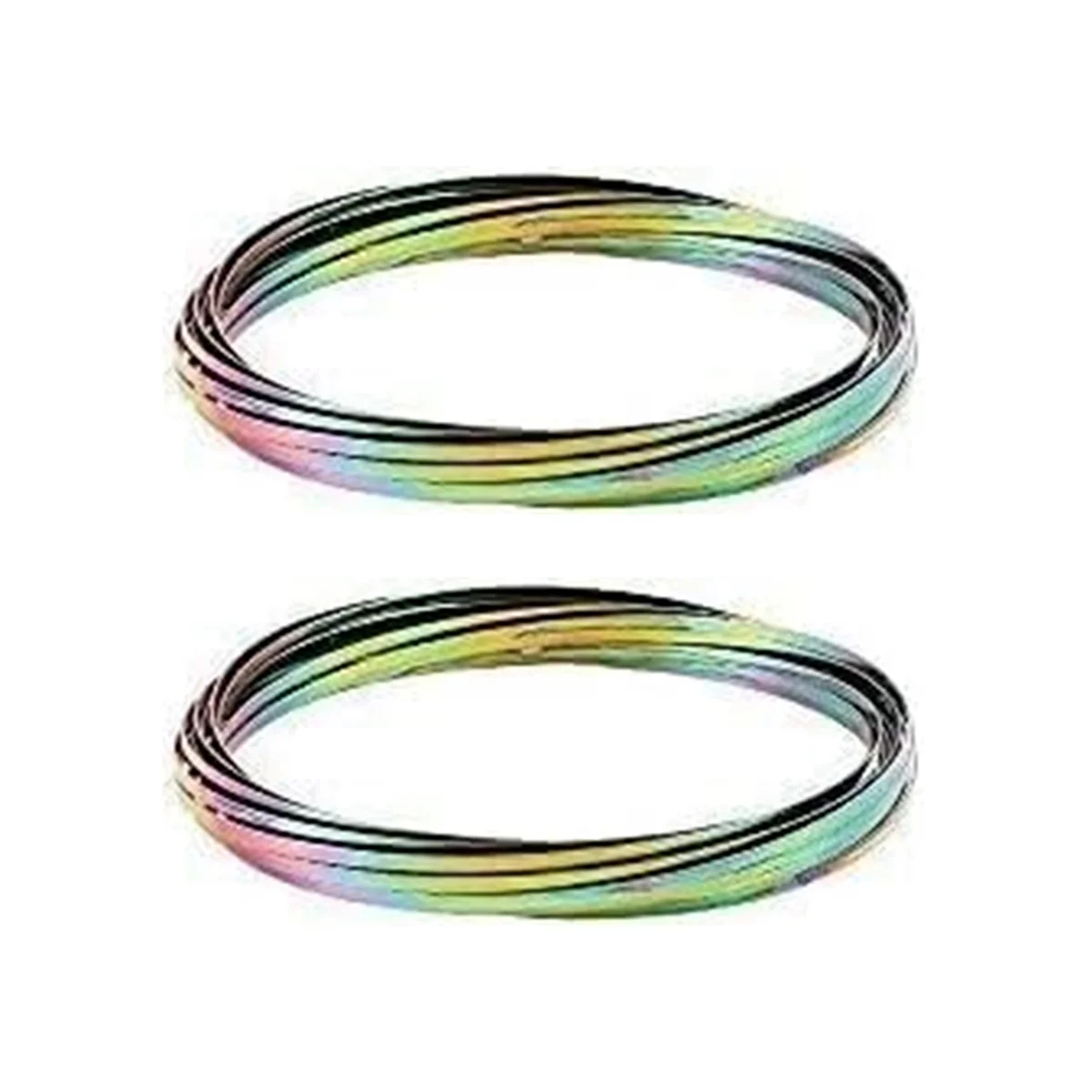 2Pcs Flow Ring Magic Bracelet Toy Metal Fastening Flow Rings Magic Hand Toy(Rainbow)