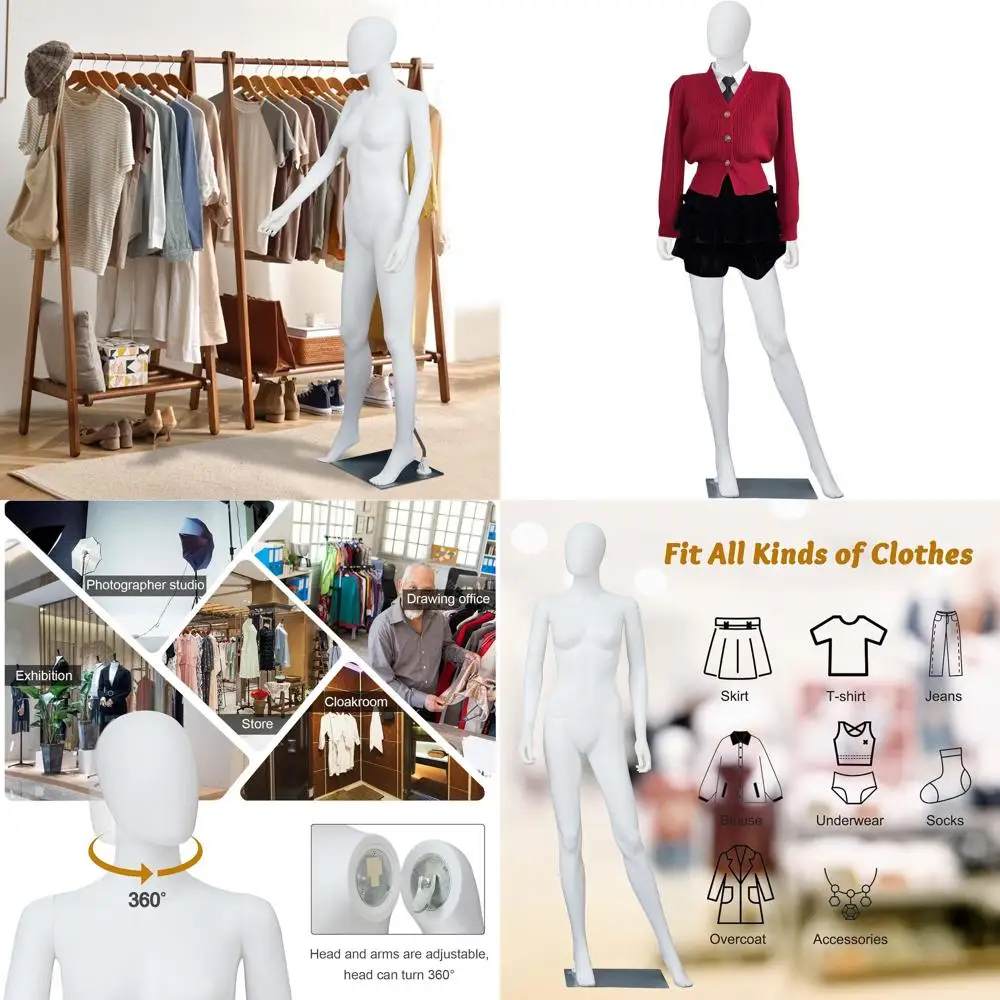 

Регулируемый разборный манекен для демонстрации одежды, белый, 69 дюймов