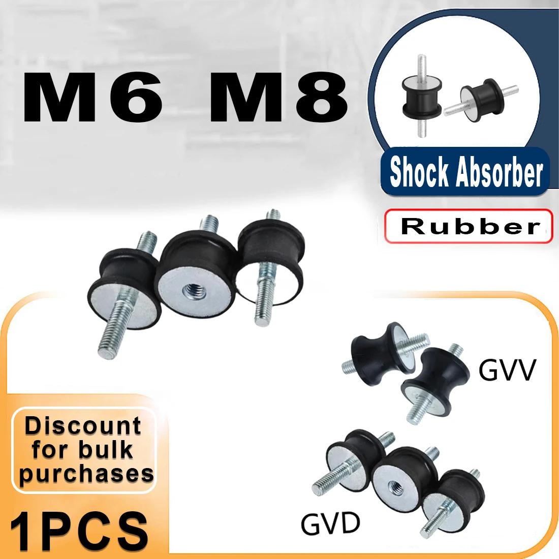 M6 M8 Rubber Shock Absorber Double Male Thread Anti Vibration Isolator Mounts Car Boat Bobbins Rubber GVV/GVD Damper