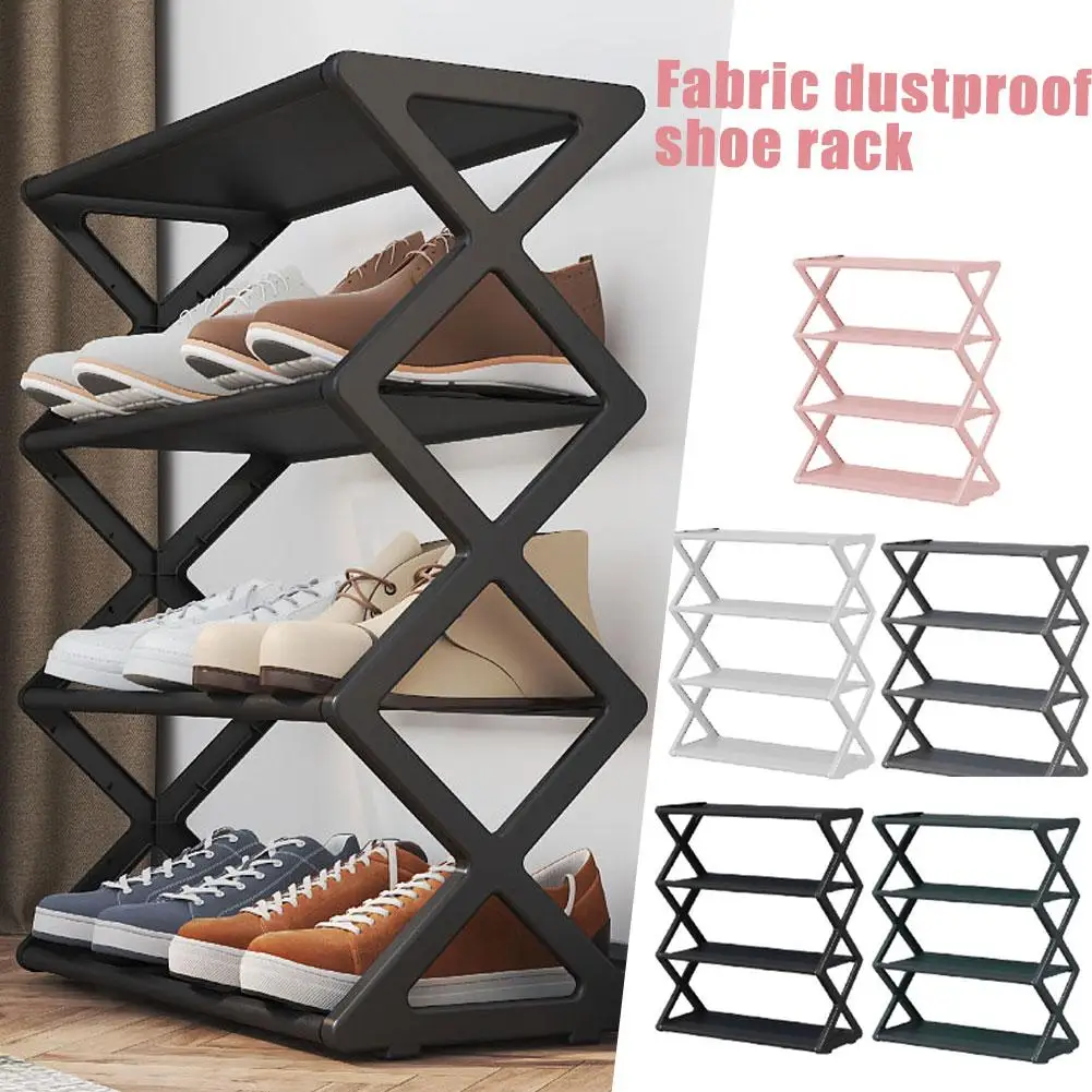 Household Simple X-shaped Shoe Rack, Multifunctional Shoe Student Double-layer Assembly Shoe-shelf Pipe Dormitory Cabinet, R0I0