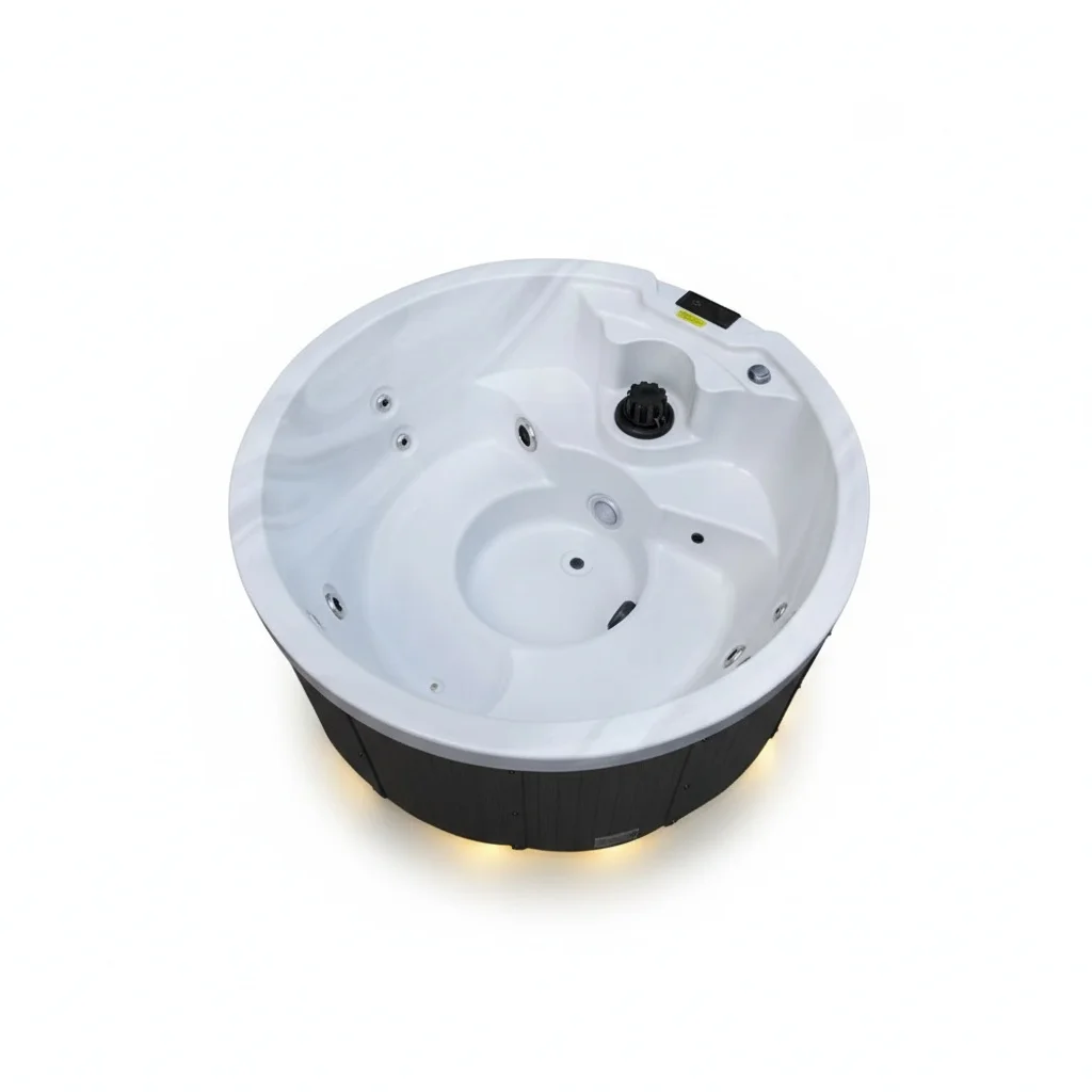 Outdoor Hot Tub with Balboa Control System, 210x93cm Round Acrylic Freestanding Bathtub, Whirlpool Massage Spa for Home Use