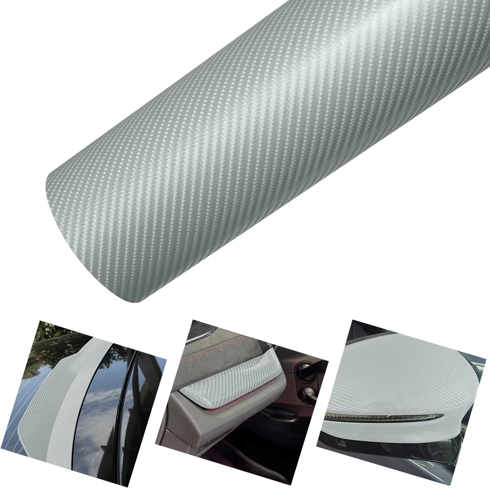 

4D углеродное волокно, матовая серебряная автомобильная виниловая пленка, водонепроницаемая модифицированная наклейка, мотоциклетная пленка для украшения кузова, без пузырьков воздуха