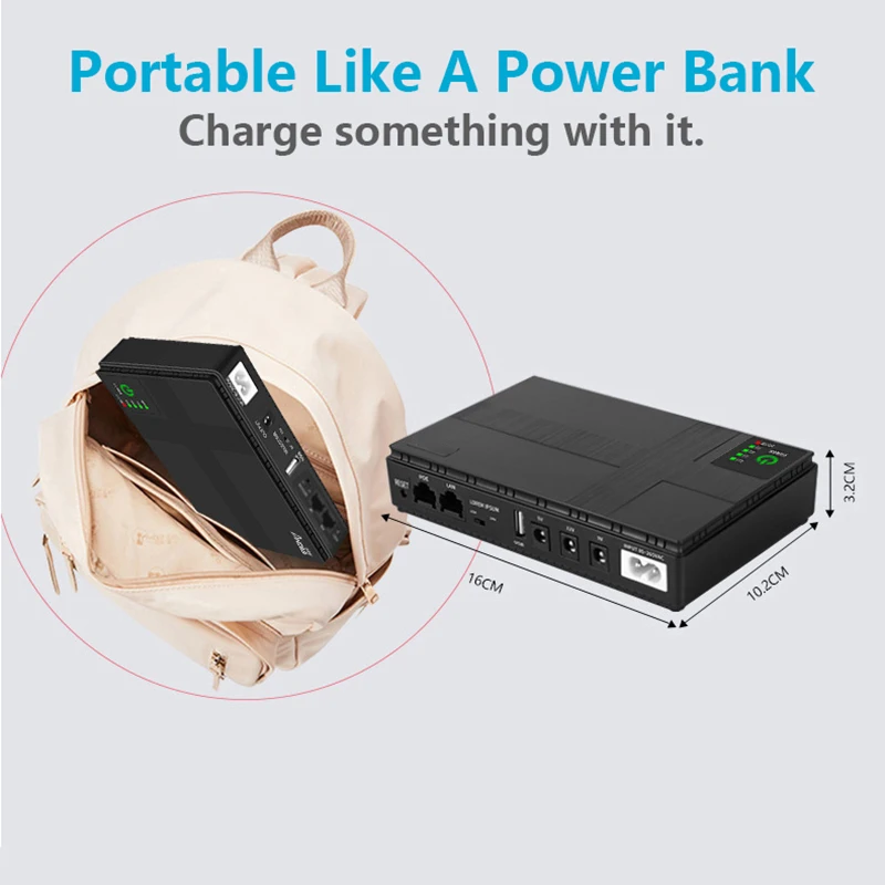 Imagem -03 - Mini Ups para Router Modem Câmera Power Bank Fornecimento de Emergência Poe Backup 9v Nobreak Bateria Ups Portátil dc 36w 10400mah