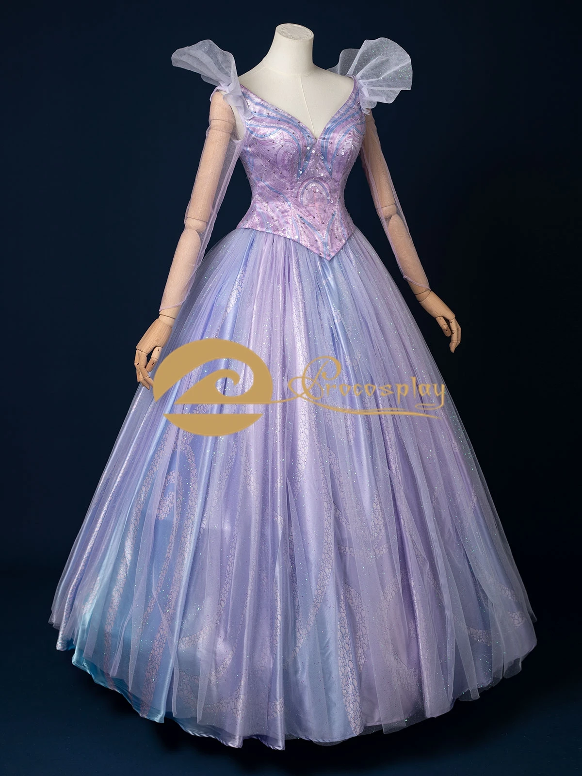 Glinda Cosplay Costume Purple Blue Outfit Top and Skirt for Women Halloween Role Play - Image 3