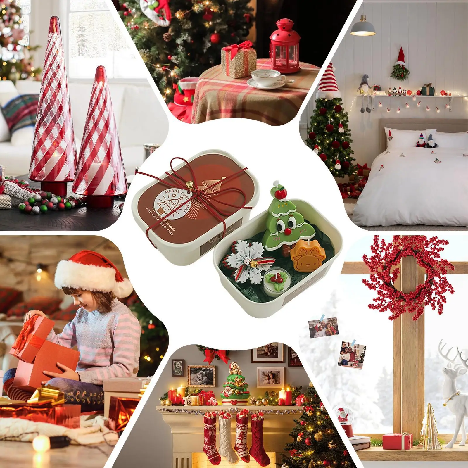 شمعة معطرة حرفية شمع عطري ديكور شجرة عيد الميلاد على شكل شموع معطرة لعائلة الأم وأعياد الميلاد والخريف والمنزل والخريف