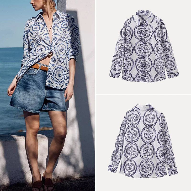 

Z 2025 Spring Faion Ele Simple Long Sve Женская повседневная классическая одежда из полиэстера с принтом 00%