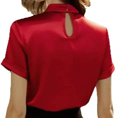 

Satin Short Sleeve Shirt for Women Temperament Commuting Female Daily Clothing New Style Women's Elegant Blouses