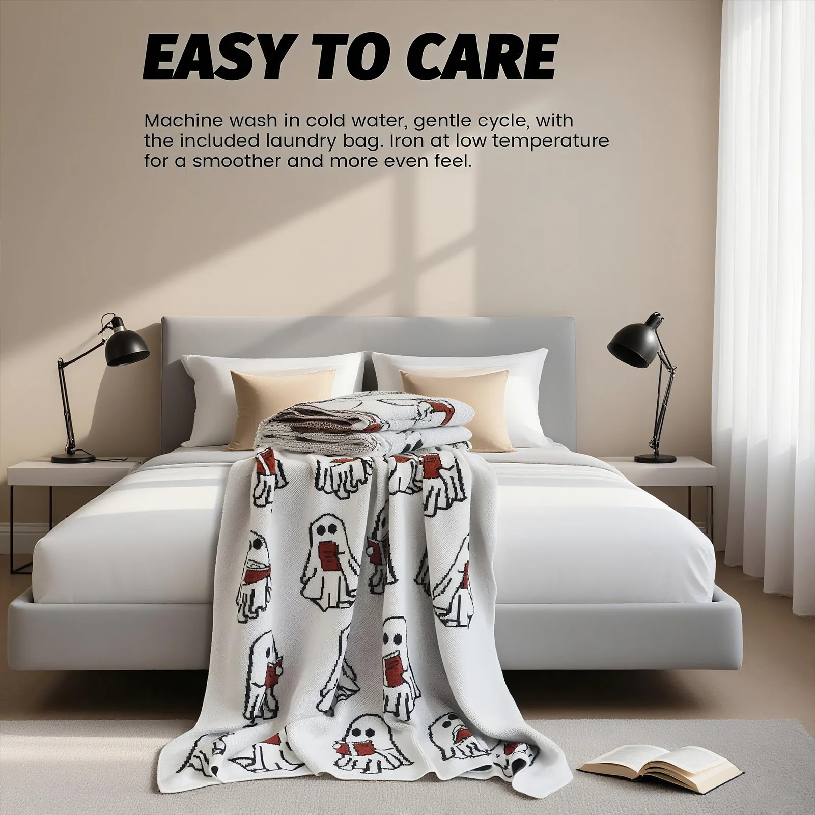 

Halloween Decoration Blanket Cartoon Reading Ghost Flat Pattern Blanket Festival Party Sofa Bed Chair Decoration Quilt 2025