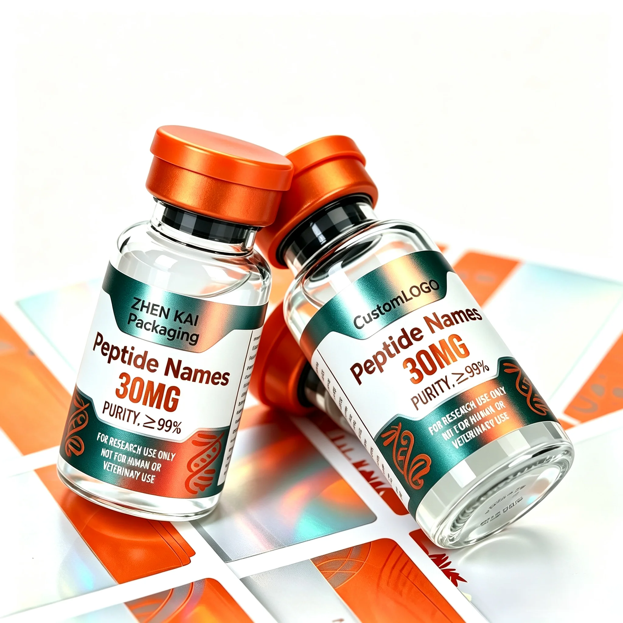 Self Adhesive Peptide Vial Labels With Precision Printing,Waterproof High Temperature Resistance for Injectable Health Vials