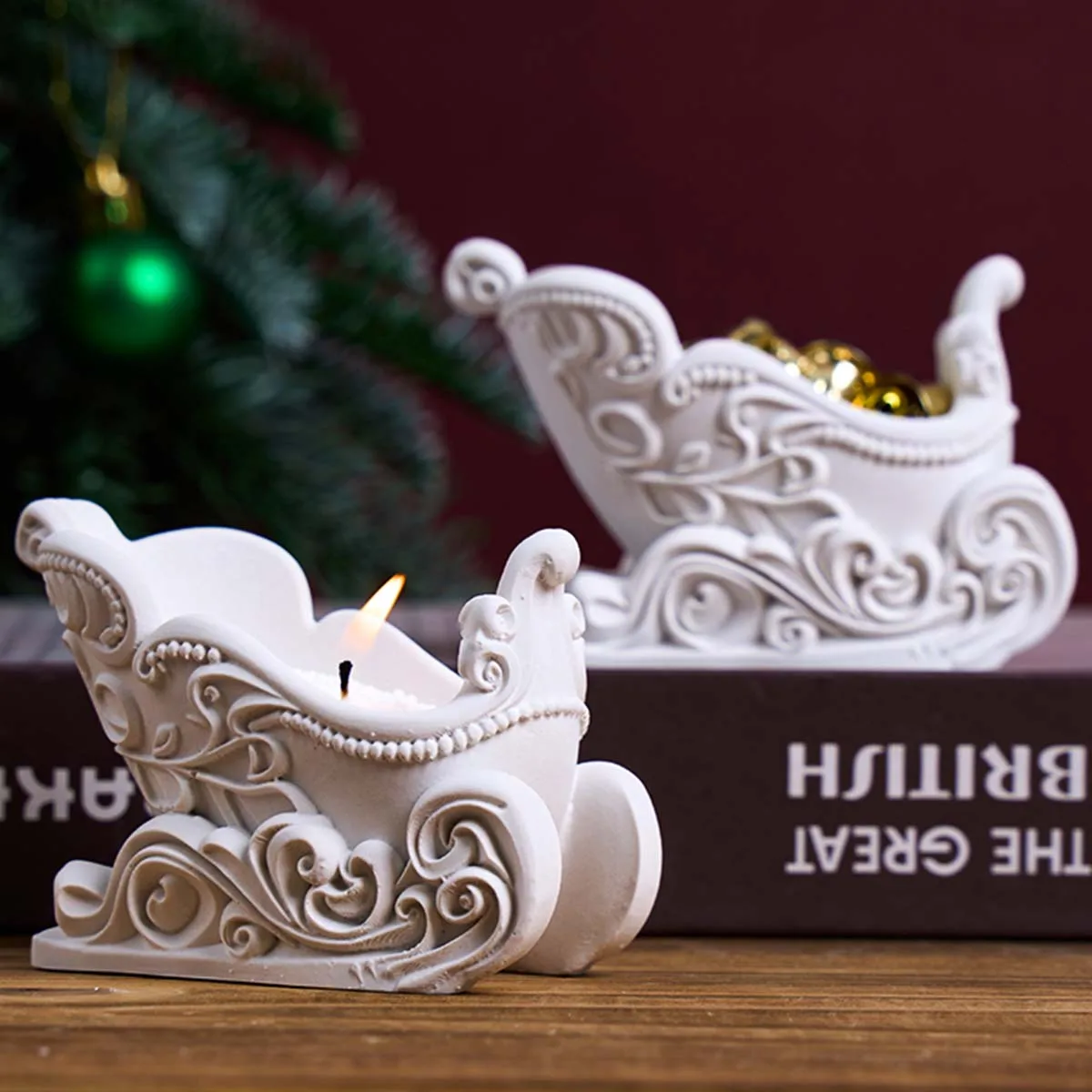 مزلقة شكل شمعة جرة قالب من السيليكون مزلقة القراصنة سفينة صندوق تخزين الراتنج الجص الاسمنت قالب خرسانة المنزل ديكو هدية الكريسماس