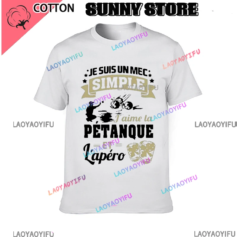 2024 Popular Top Sale Cool je suis un simple aime la petanque et lapero shirt men Customized O Neck Gift Comical Spring T shirts