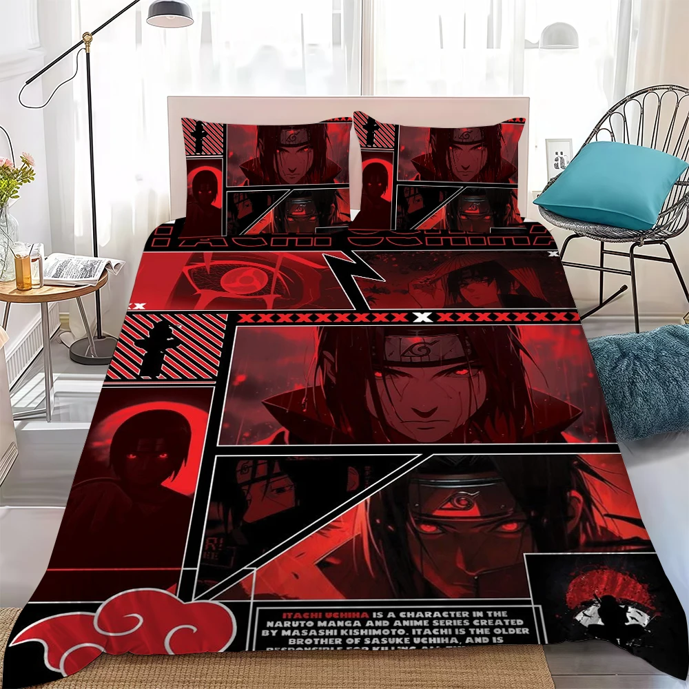 Itachi U-Uchiha Duvet Cover Set Home Style Bedding Soft Laundry Cotton Bed 3 Piece Set Student Dormitory Gift