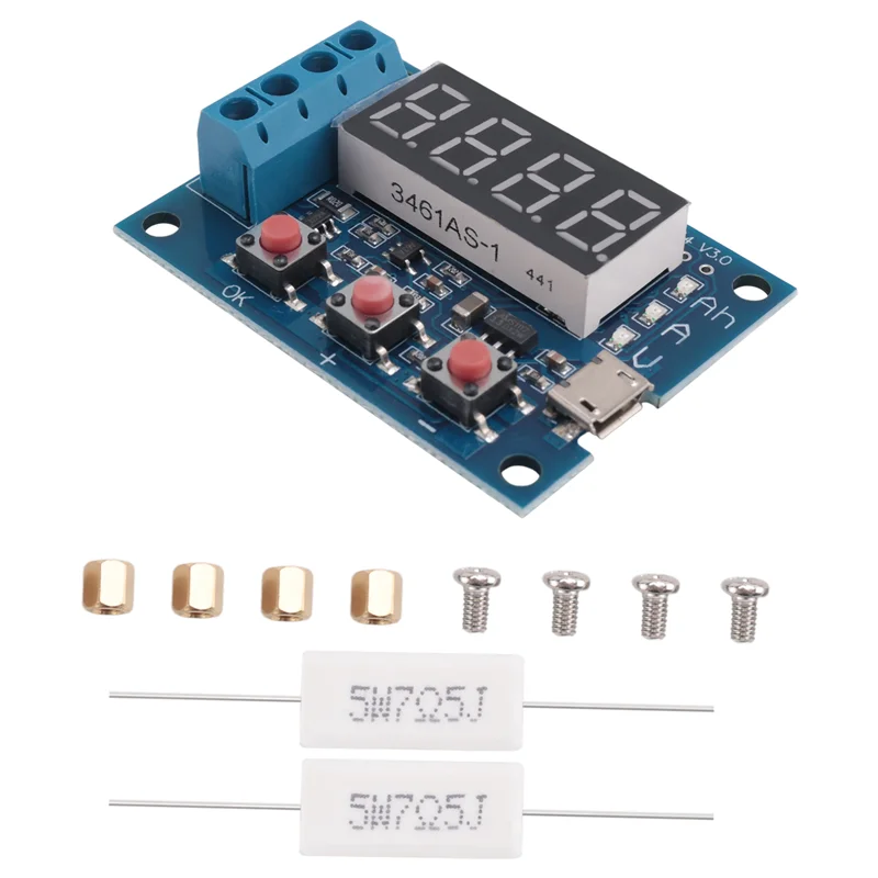 -B15B 1 pezzo ZB2L3 Blu Tipo di scarica di carico esterno 1.2-12V Batteria 18650 Misuratore di scarica del tester di capacità uguale