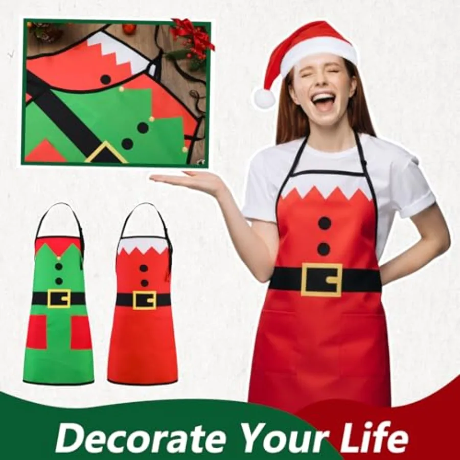 2 مجموعة عيد الميلاد المئزر و طقم قبعات قزم سانتا كلوز المئزر وقبعة مضحك سانتا كلوز قزم تأثيري حلي عدة لمستلزمات حفلة عيد الميلاد