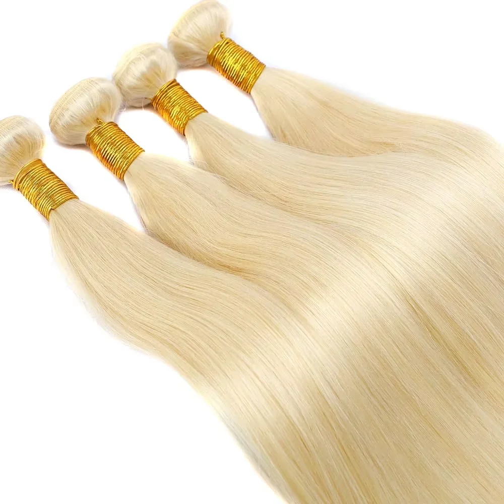 حزم شعر طبيعي مفرود طويل 613 شقراء ملونة غير معالجة 100% 12A شعر بشري 3 4 قطع وصلات شعر 10-40 بوصة