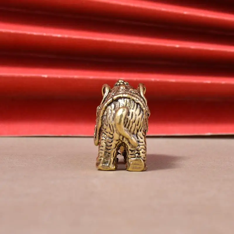 Solid Mini Brass Auspicious Elephant Figurine Heavy Weight Vintage Lucky Statue Desktop Decor for Home