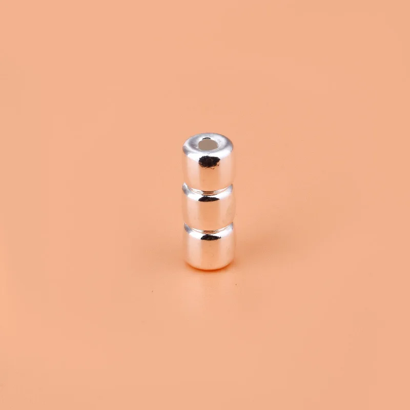 5PCS 925 sterling silver bead cylindrical bead gasket handmade DIY materials to make bracelet necklace jewelry accessories