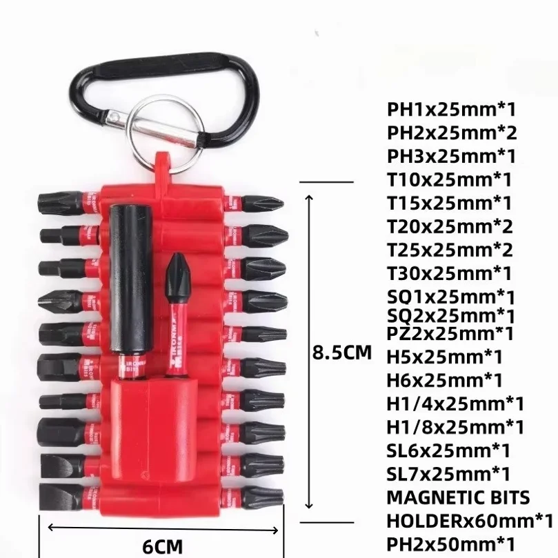 22 Pcs Impact Screwdriver Bits Set with Organizer Sleeve, Magnetic  S2 Steel Multi Driver Bits and 1Pc Bit Holder