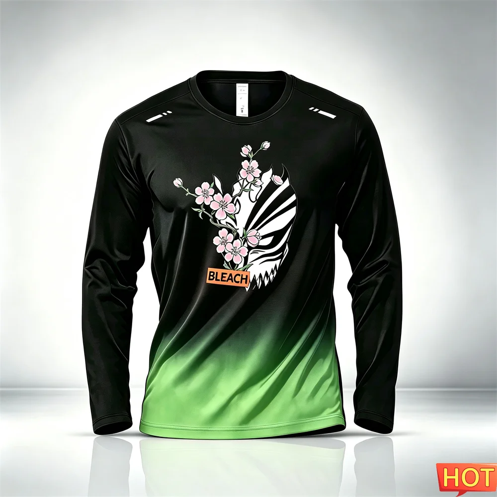 Anime Pattern Men's Long Sleeve T-shirt Autumn Men's Fitness Gradient T-shirt Elastic Training Sports T-shirt Gym men's clothing view 6