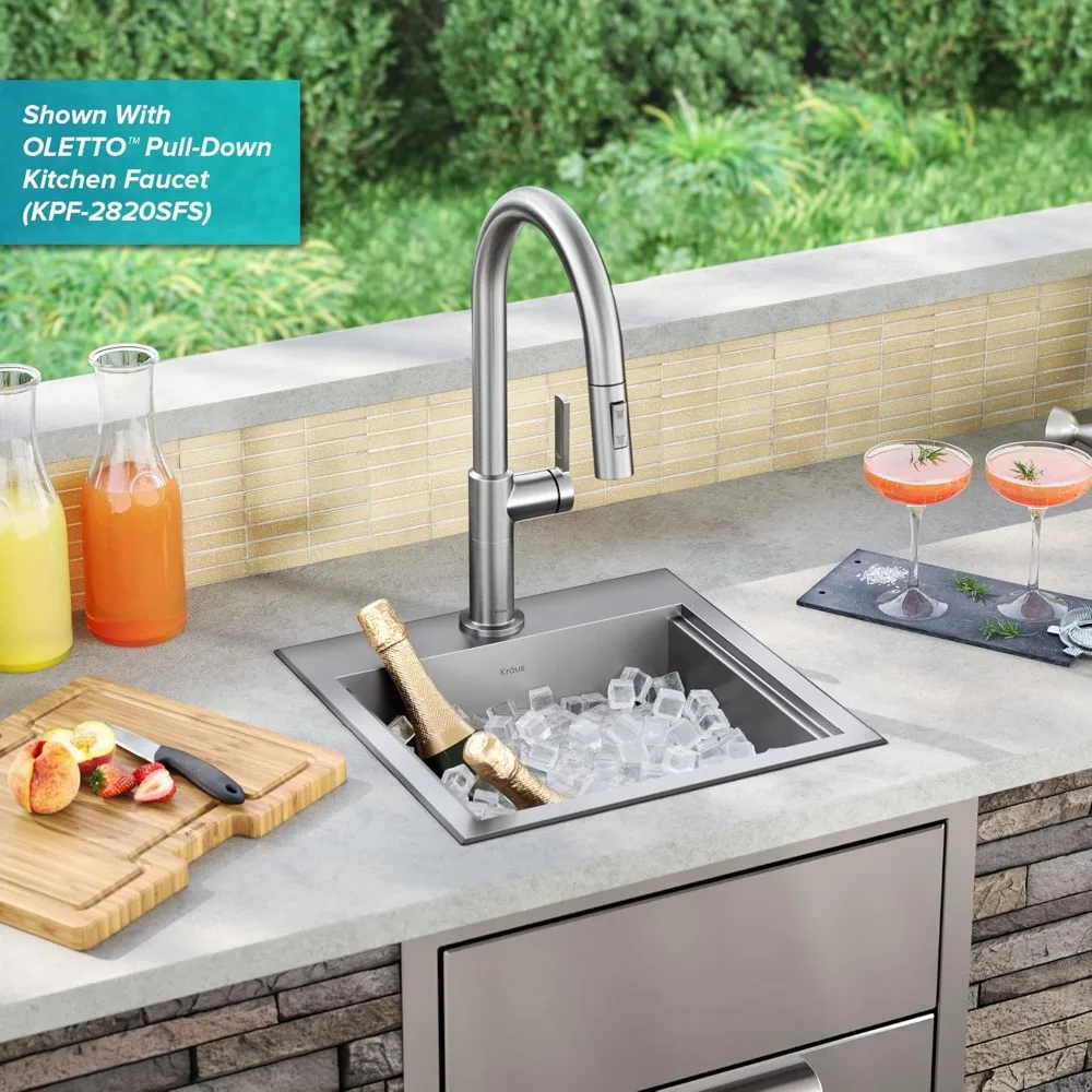 Praça Single Bowl Kitchen Bar Sink com acessórios, KWT321-15-316Stainless Steel