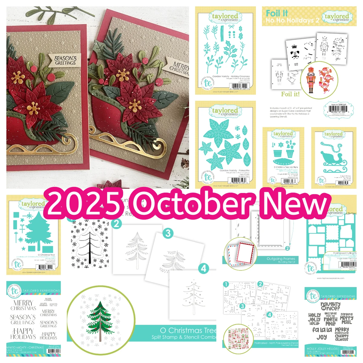 2025 New Craft Dies Stencils Holly Jolly Hellos Christmas Tree Additions Die Set DIY Scrapbook Card Word Stamps Holiday Greenery