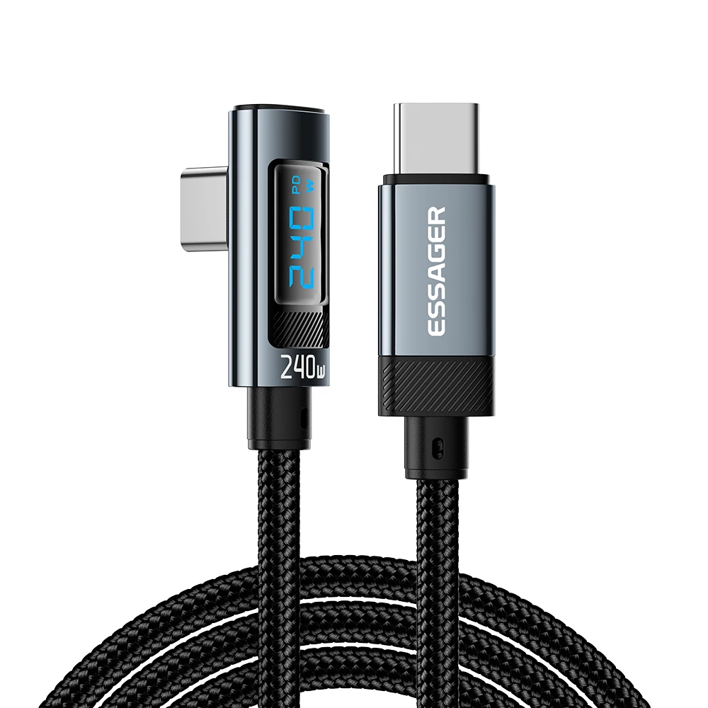 Essager 240 W USB Typ C Kabel 90 Grad Winkel PD Schnellladekabel für iPad MacBook Pro Xiaomi Samsung Huawei