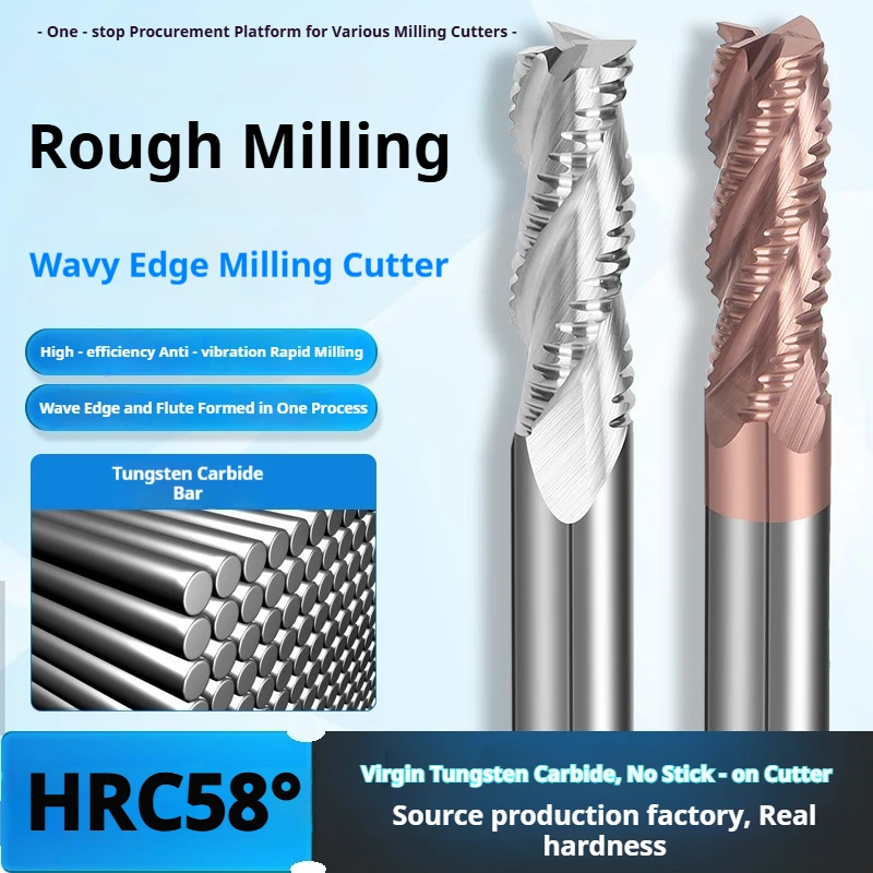 HRC58 68 degree tungsten steel CNC aluminium roughing endmill cutter steel end milling cutter Special purpose for thick skin