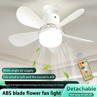 E26/27 Socket Fan LED Light Ceiling Fans with Lamp and Remote 30W Light Bulb Fan Dimmable Timed for Bedroom Kitchen Living Room