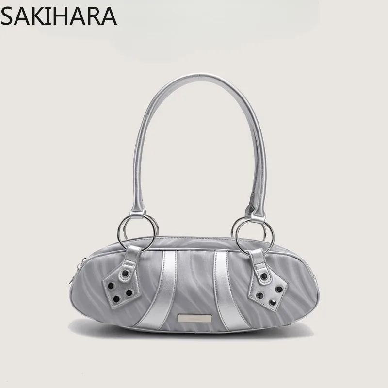 

Sliver Underarm Bags Y2k Temperament Fashion Office Lady Handbags for Women Patchwork Solid Color Vintage Bolsas Para Mujeres