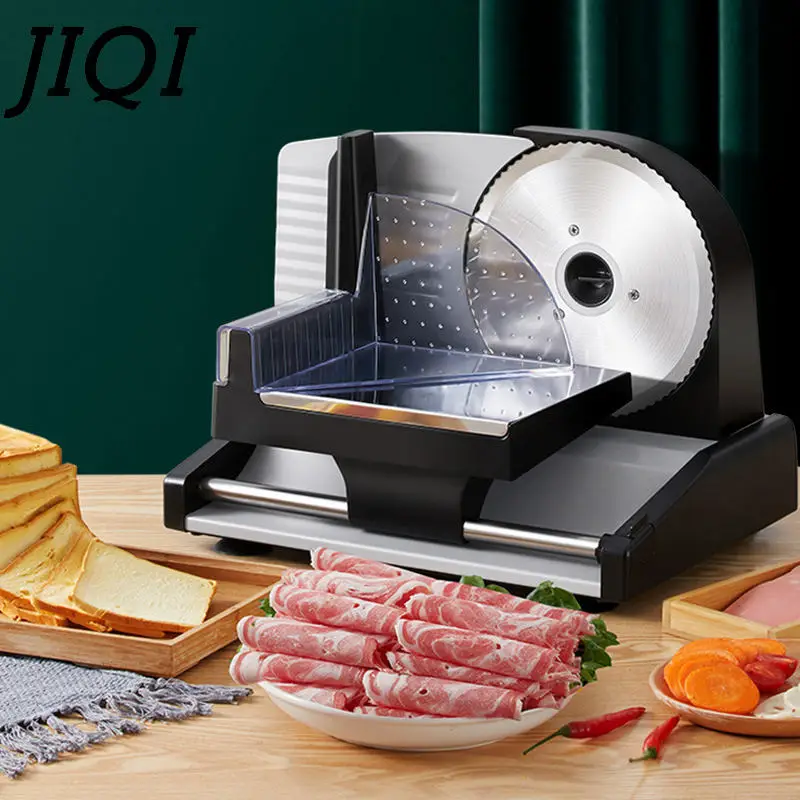 Electric Slicing Machine Multi Slicer Meat Fruit Mutton Ham Stainless Steel Blade 0-15mm Thickness Adjustable Bread Toast Cutter