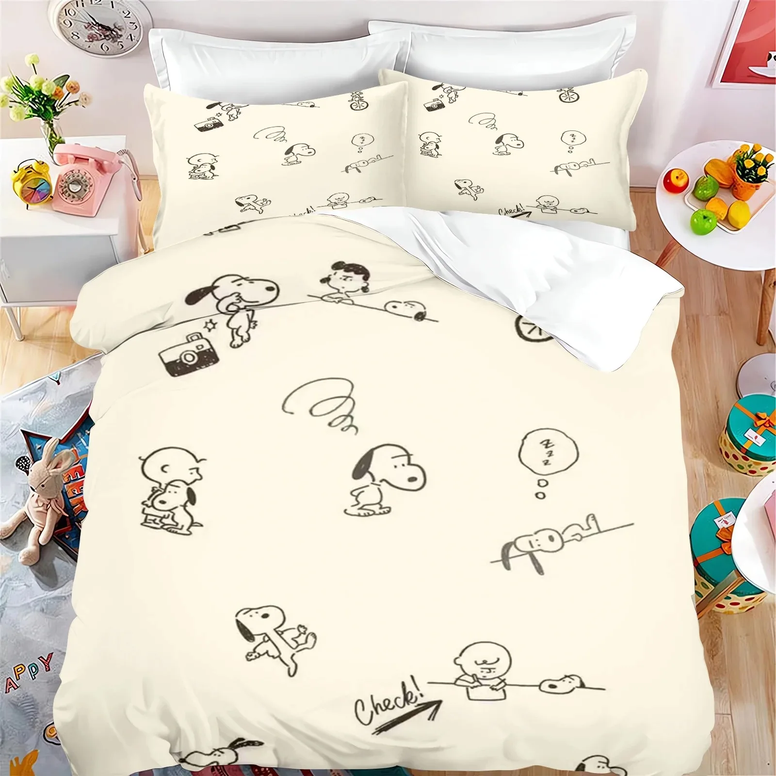 

Duvet cover set 2/3pcs, Snoopy duvet cover pillowcase, home bedding set boy and girl duvet cover gift king size 260x240cm