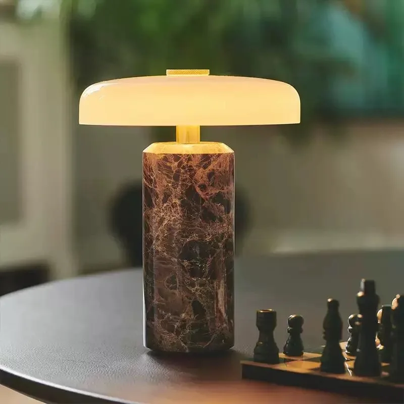 Modern LED Danish Portable Marble Table Lamp Rechargeable Desk Lamp for Bedroom Living Room and Study Night Light