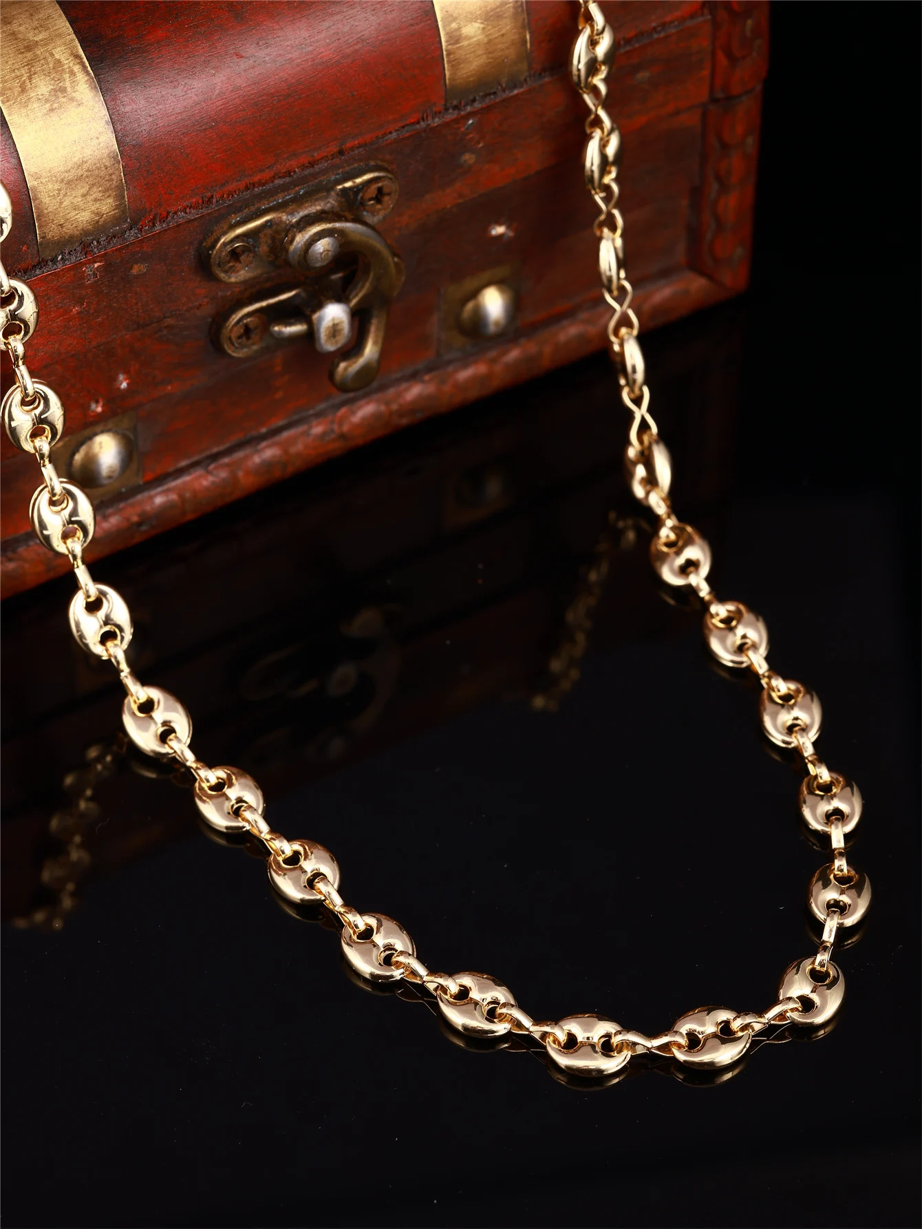 1 Stainless Steel Coffee Bean Pig Nose Chain Traditional Gold Chain Style Moroccan Caftan Dress Versatile Matching Chain